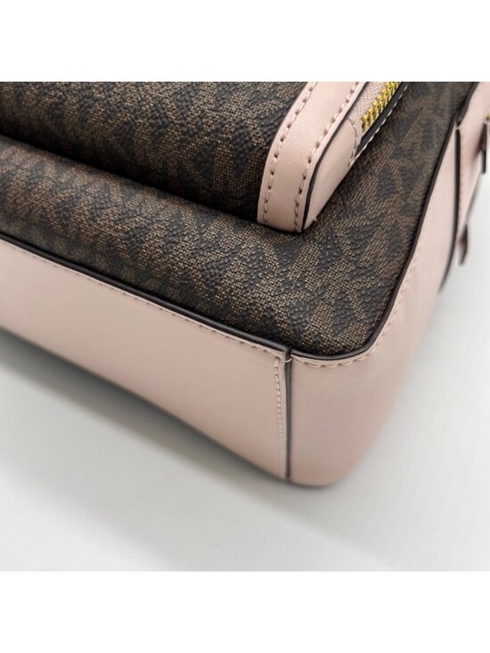 Michael Kors Brown & Pink Monogram Coated Canvas Jaycee Backpack
